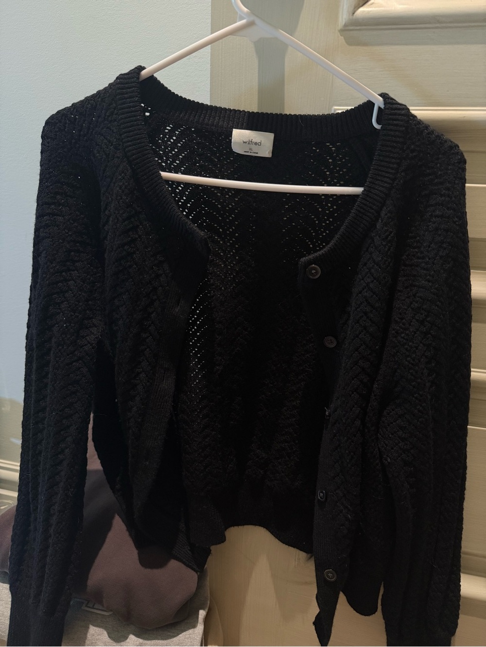 Wilfred Black Cable-Knit Button Cardigan